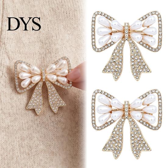 Bowknot Brooch Bow with Faux Pearls Rhinestones, Women Vintage Lapel Pin Pin, Jewelry Accessories for Coats Dresses Shawls Fake Pearl