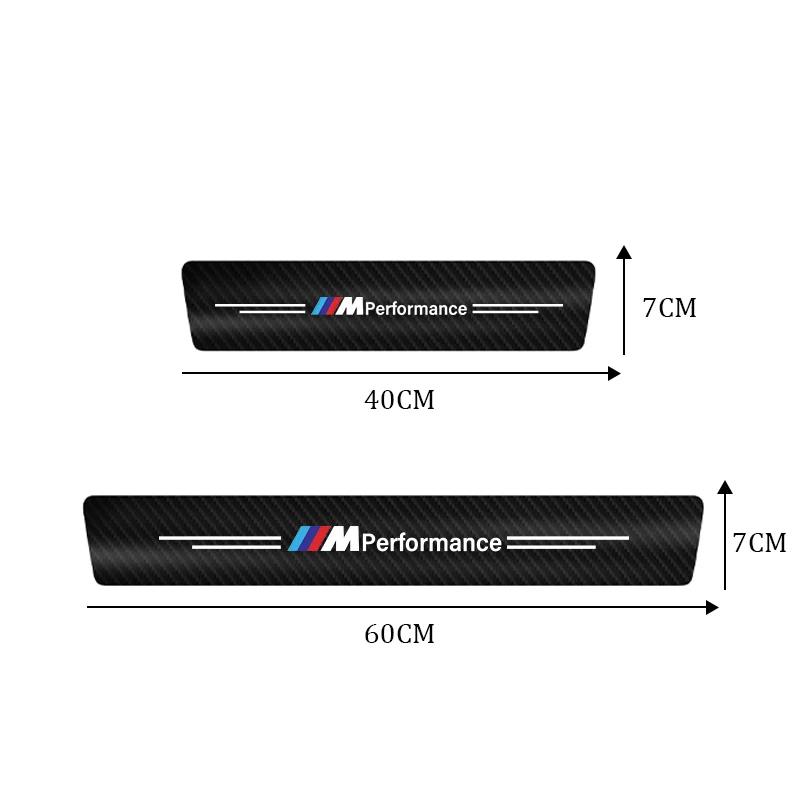 For BMW M Performance E36 E46 E60 E90 E91 E92 E93 F30 F20 M3 X5 4pcs Car Door Sill Threshold Carbon Fiber Plate Decals Stickers BM5