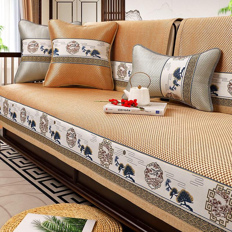 Eisseiden-Sofakissen Sommer Palisander Sitzkissen für Sommer Rutschfest Neuer Chinesischer Stil Sofaüberwurf Sommer Kühlpad Sitzkissen