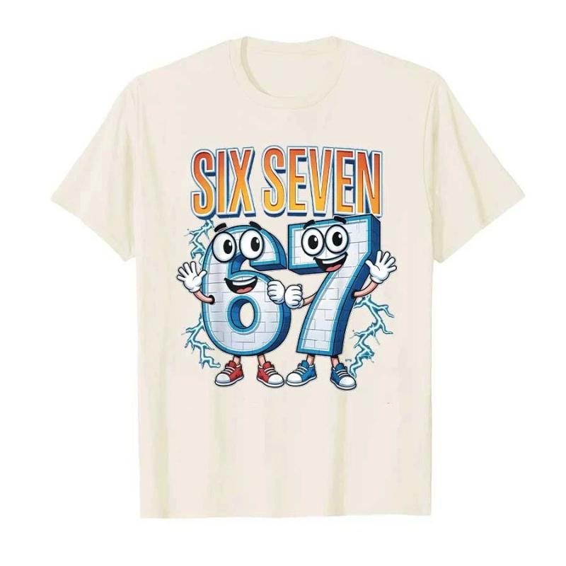 67 Six Seven Funny Italian Brainrot Gaming Meme T-shirt Men Women Oversized Y2k Short Sleeve Street Hip Hop Streetwear Clothing