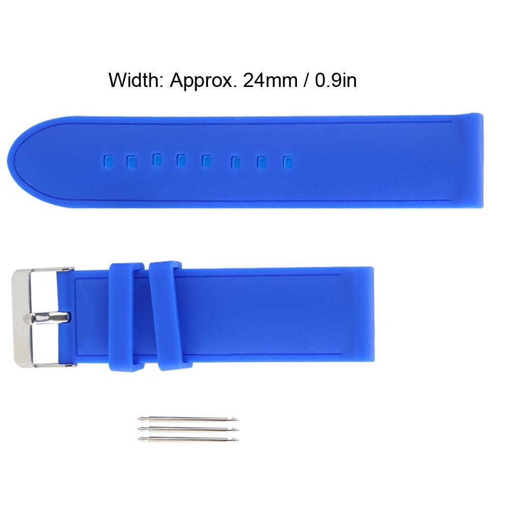 24mm Watch Band Silicone Pin Buckle Waterproof Sweat Proof Watch Strap