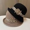Small Fresh Seaside Sun Hat Knitted Basin Hat Short Edge Crimped Dome Top Hat Women's Summer Face Covering Sun Protection Hat