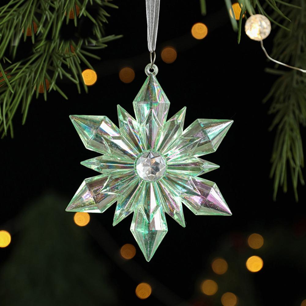 Shiny Christmas Tree Snowflake Pendant Acrylic Elk Xmas Ornament Hangging Party Supplies Christmas Tree Decorations New Year