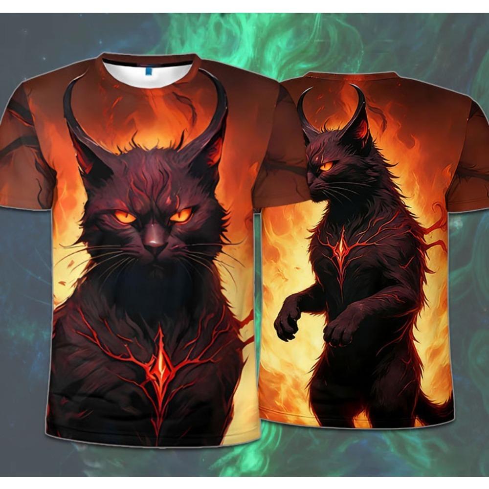 Lightning Cat 3D Print Animal T-Shirts Girl And Boy Casual Short Sleeve T Shirt Harajuku Top Hip Hop Street Tees Children's Clothing