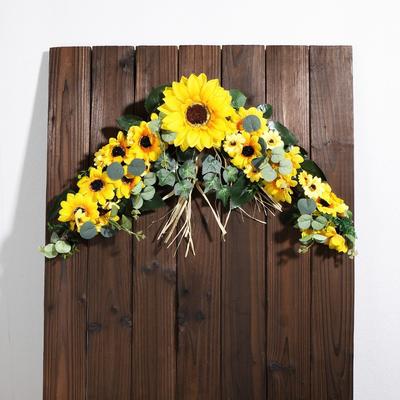 Wedding Arch Flowers Artificial Daisy Flower Swag Sunflower Wreath for Lintel Wall Hanging with Eucalyptus Leaves for Wedding Party Home Spring Decor