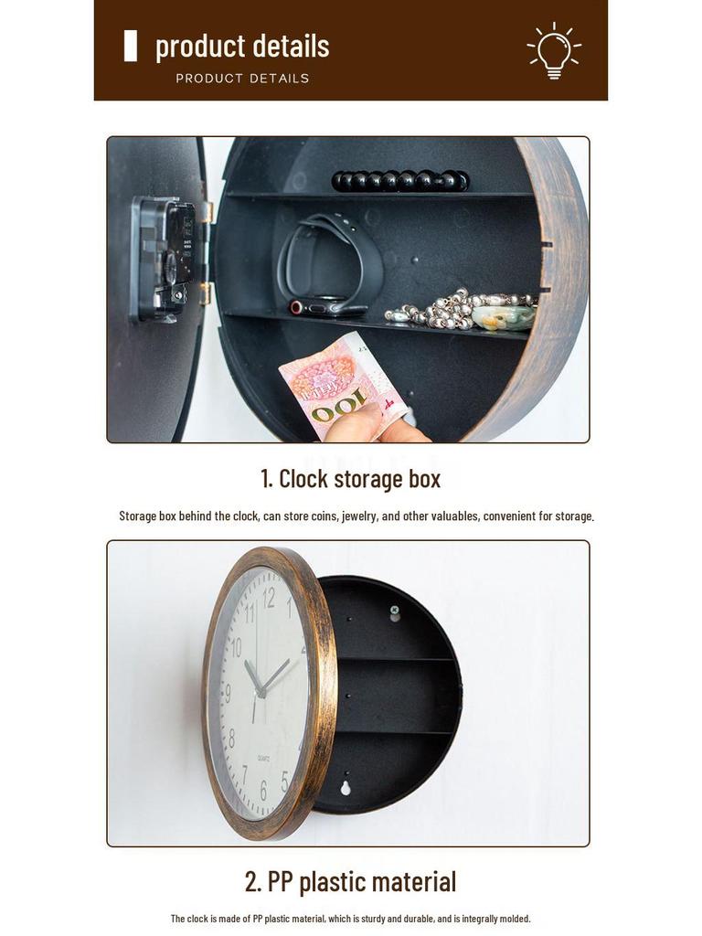 Creative Retro Wall Clock with Hidden Jewelry Storage – Decorative Bestseller for Living Rooms