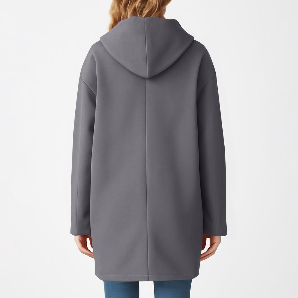 Giacca Colorata da Donna Casual Vestibilità Larga Cappotti con Bottoni Manica Lunga Capospalla con Tasca, Soprabito con Cappuccio
