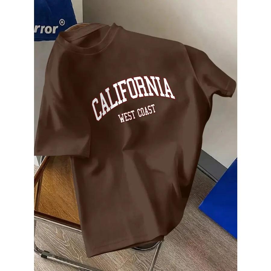 Men's Letter Printed Sports and Leisure Versatile Short Sleeve T-shirt