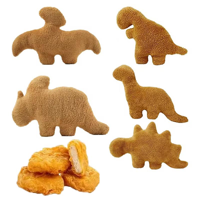 Fashnics Unisex Kids 30Cm Simulate Plush Dino Nugget Pillow Baby Sensory Toys Soft Stuffed Animal Dinosaur Chicken Block Doll Plush Toy Gift