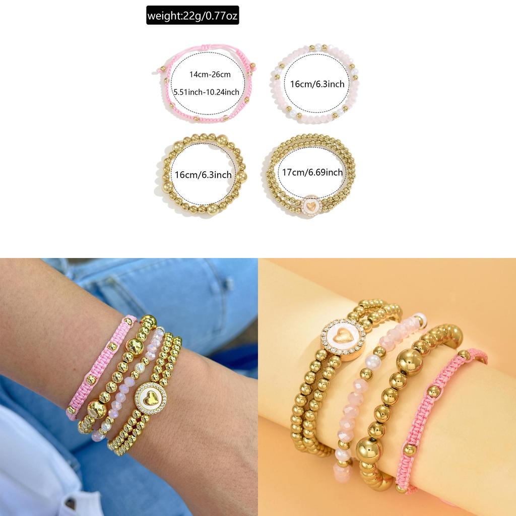 Bohemian Beaded Bracelets Set With Heart Shape Design For Womens Fashion Accessories