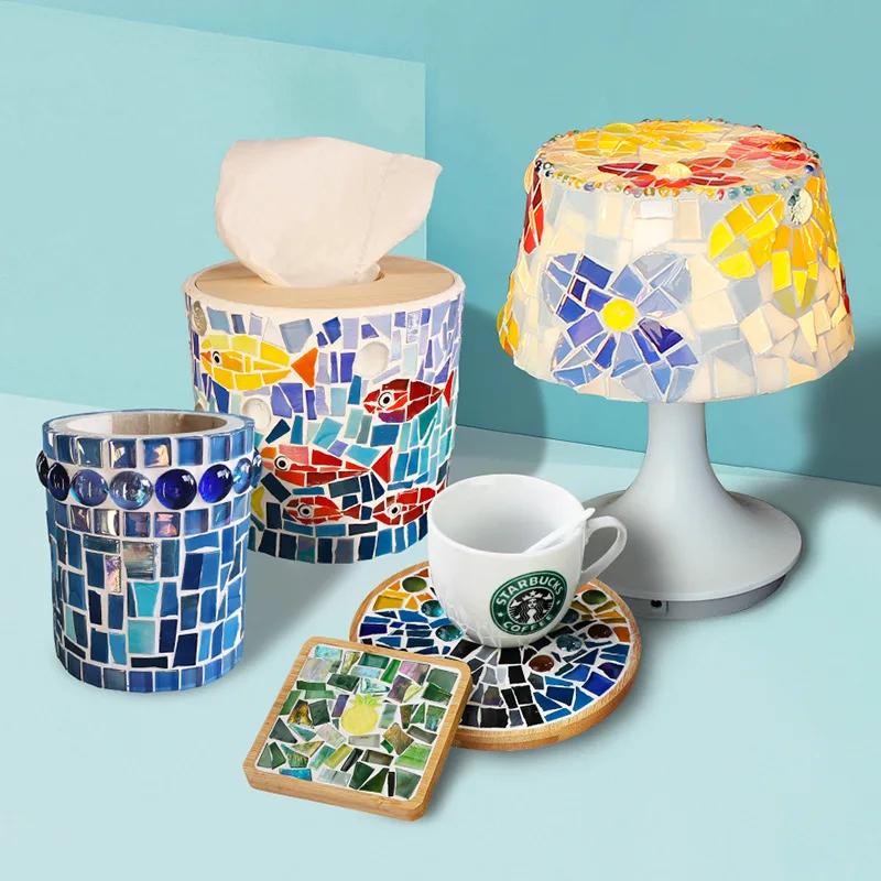 100g Glass Mosaic Tiles Multi Color Mosaic Piece DIY Mosaic Making Stones for Craft Hobby Arts Home Wall Decoration Arte