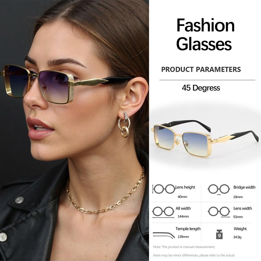 New In Sunglass For Women Square Sun Glasses Frame Geometric Sense Fashionable Accessories Metal Details Elegant Style