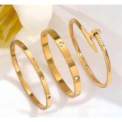 Light Luxury Four-leaf Clover Color Bracelet Set, Nails, Bracelet, Gold Bangles