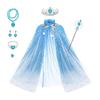 Darklove Princess Costume Set with Cape, Tiara, Wand, Necklace, Earrings, Ring & Bracelet, Glitter Star Decor, One Size Fits All, Blue