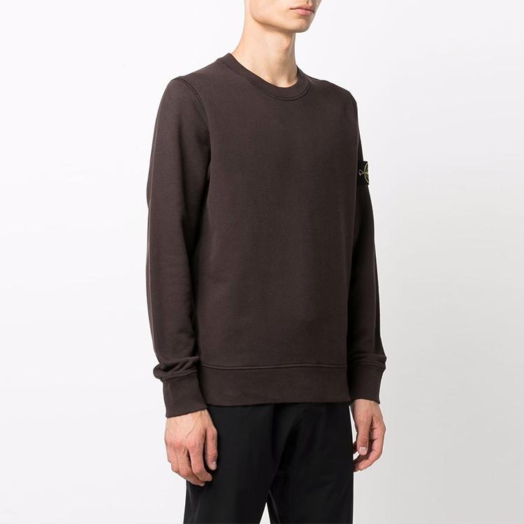 STONE ISLAND FW21 Logo Compass Badge Crewneck Sweatshirt Men Sweatshirt Brown 751563020-V0070