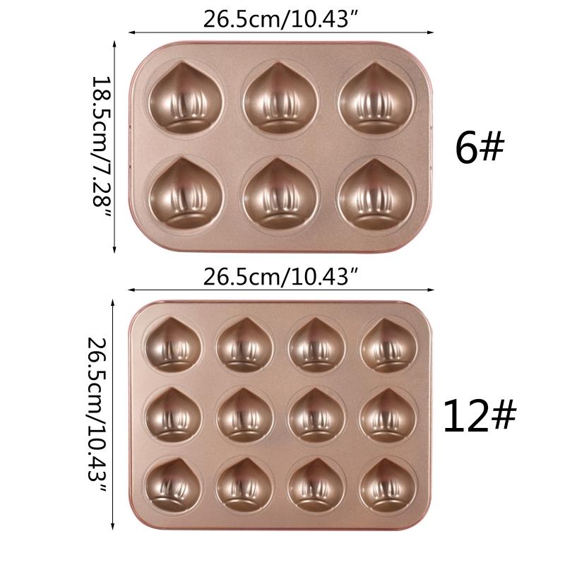 6/12 Dutinek Kuchyňské Pečicí Formy Materiál Uhlíková Ocel Nepřilnavé Formy na Kaštanové Koláčky Formy na Muffiny Nepřilnavý Povlak Pečicí Nádobí