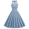 Elegant V-Collar Polka Dot Backless Slim Fit Dress Halterneck