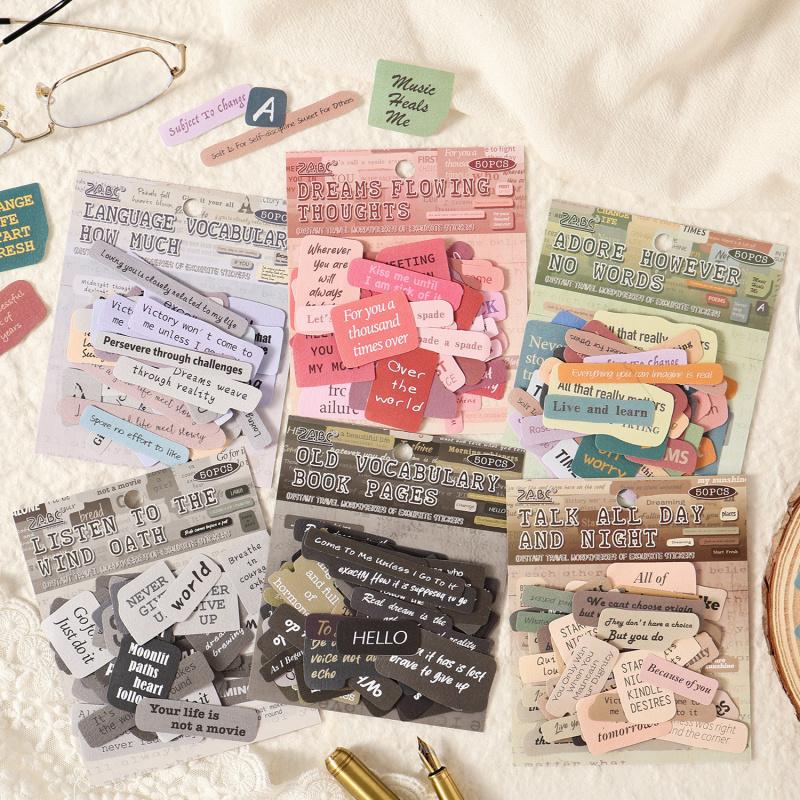 50Pcs Colorful English Letter Sticker Pack Vintage Alphabet Decor Stickers For DIY Scrapbook Journal Album Craft Supplies