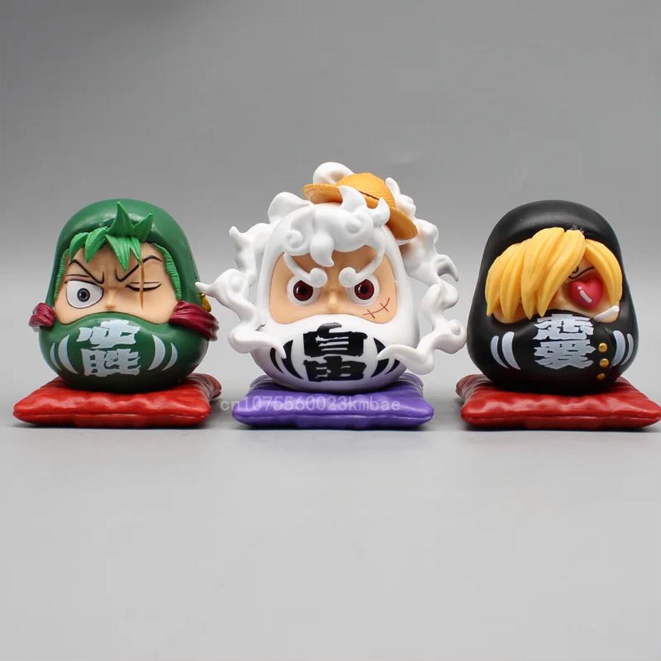 8cm One Piece Luffy Figuren Zoro Figur Sanji Modell PVC Q Version GK Statue Sammlung Schreibtischornament Spielzeug Geburtstag GK Geschenk