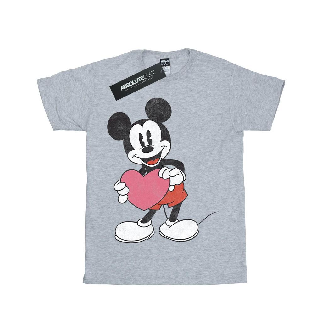 Disney Girls Mickey Mouse Valentine Heart Cotton T-Shirt