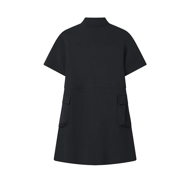 Fila Original Fashion Classic Retro Casual Comfortable Simple Woven Short Sleeve Dress Women Dresses Legendary-Blue F11W629302FNV