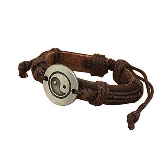 Unisex Eight Diagram Faux Leather Rope Weave Charm Infinity Multilayer Bracelet for Party