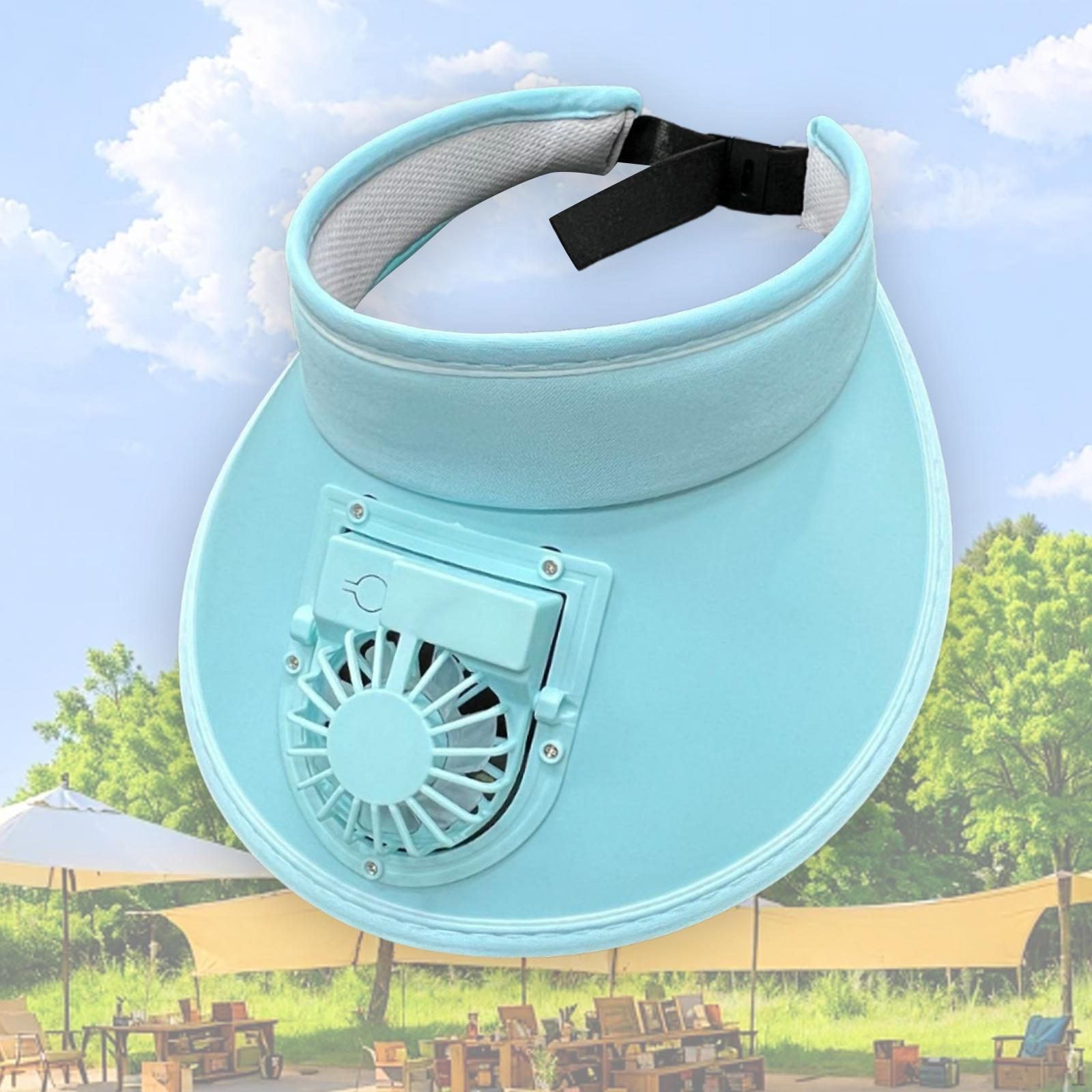 

Солнцезащитные козырьки с вентилятором, защита от солнца для девочек, для пеших походов, кемпинга, рыбалки синий