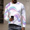 Men s Plus Size Round Neck Long Sleeve Printed T Shirt White Green Pullover Straight Hem