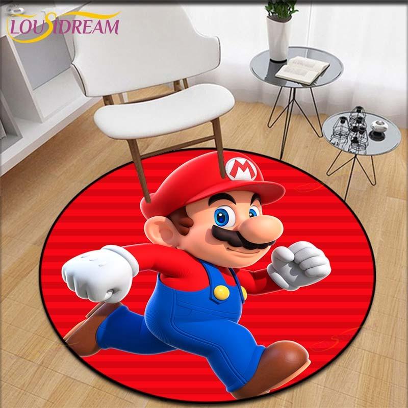 

Cartoon Mario Bros Round Children Carpet Anime Pattern Children Flannel Carpet Baby Hand Print Carpet Anime Rug 60cm