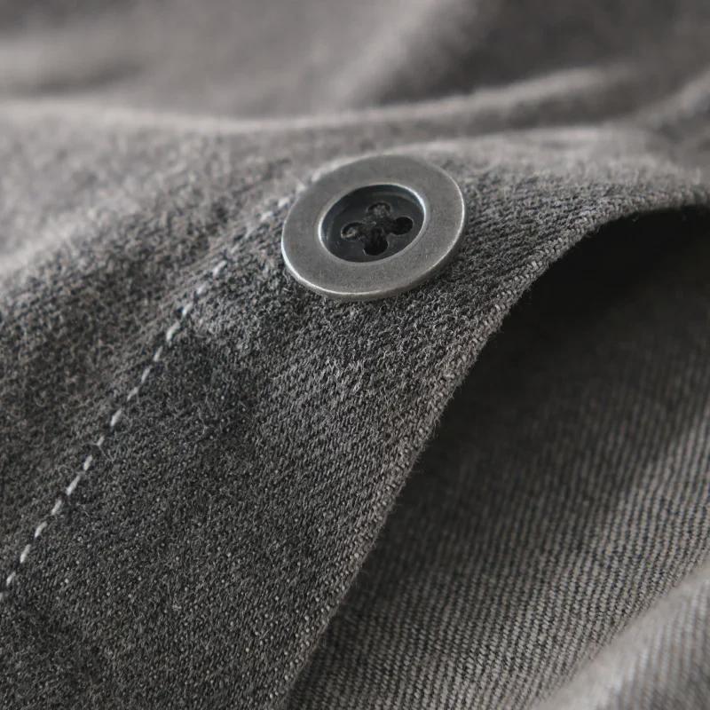 Men's Washed Cotton Casual Shirts - Loose Japanese Workwear Style for Spring & Autumn