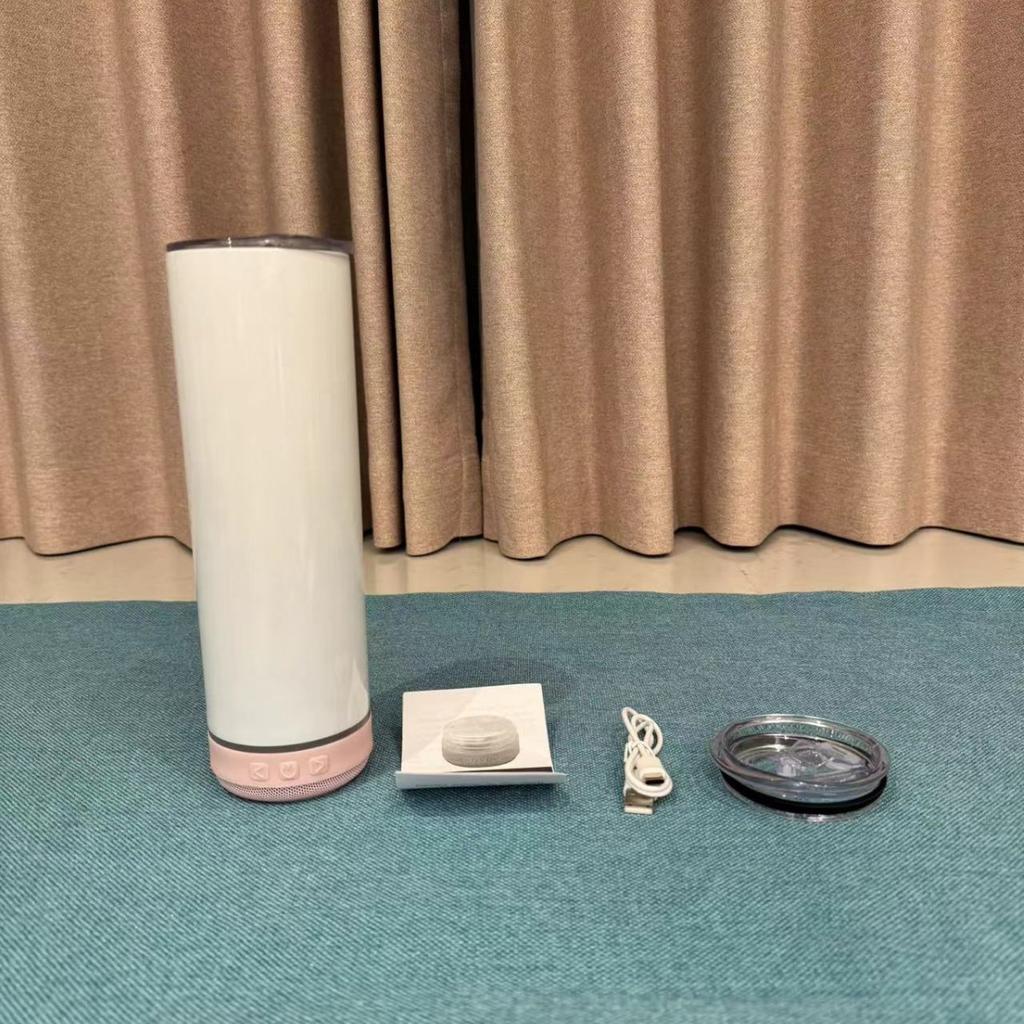 20oz 4-in1sublimation Smart Bluetooth Speaker music Straight Stainless Steel Insulated Double-layer Vacuum tumbler mug cup