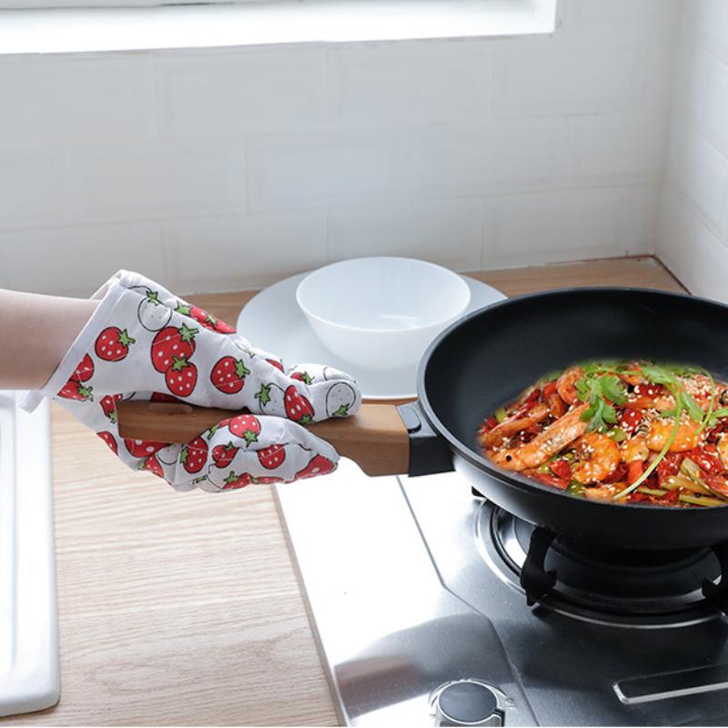 1PAIR Microwave Oven Glove Kitchen Tool Mitten Terylene Insulated Heatproof Resistant Non-slip Baking Gloves Thickening