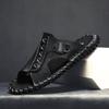 Fashion Summer Genuine Leather Men Sandals Breathable Outdoor Walking Sandals Cowhide Beach Waterproof Shoes Two Uses Sandals Slippers