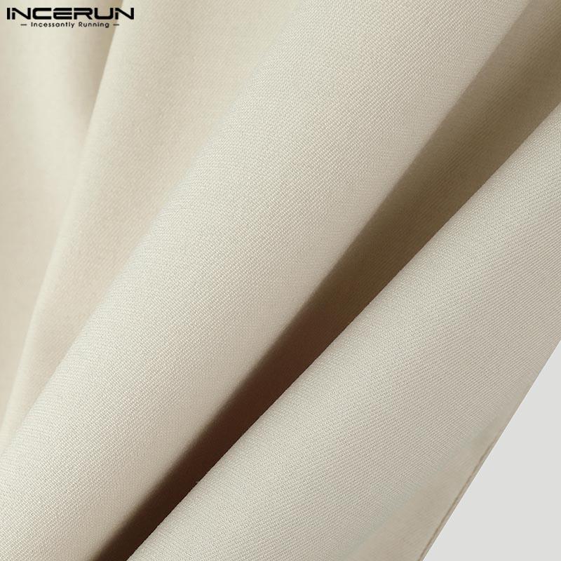 INCERUN Herren Stehkragen Reißverschluss Langarm Einfarbig Lässig Locker Hemden