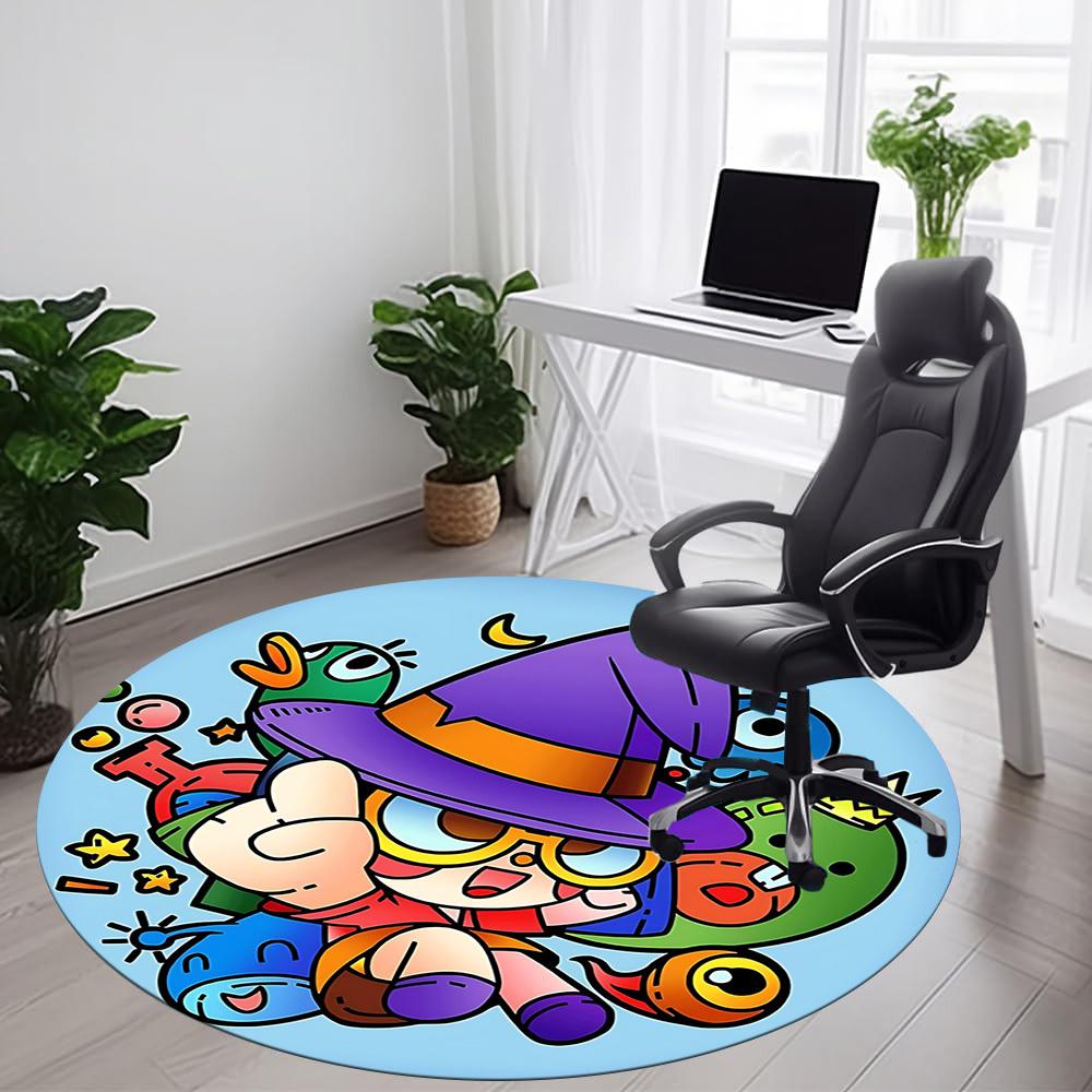 1PC Magical Magic Creatures Office Round Area Rug, Mat Suitable ForOffice, Under Office Chairs Bedroom Living Room Home Decor, Room Deco
