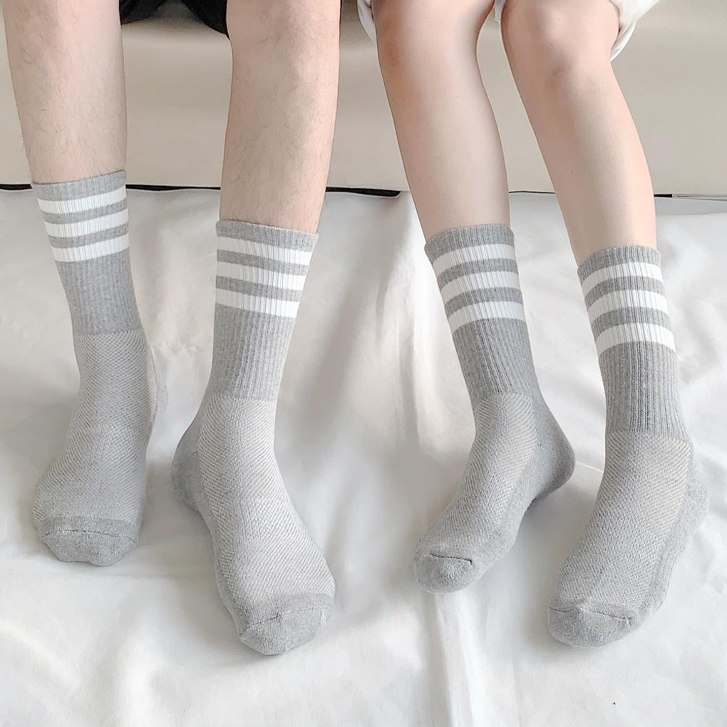 5 Pairs of Men's and Women's Double-cushion Mesh 3-line Long Socks