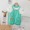 Boys' 2023 Summer Dinosaur Short-Sleeve Overalls Set - Two-Piece Outfit for Kids