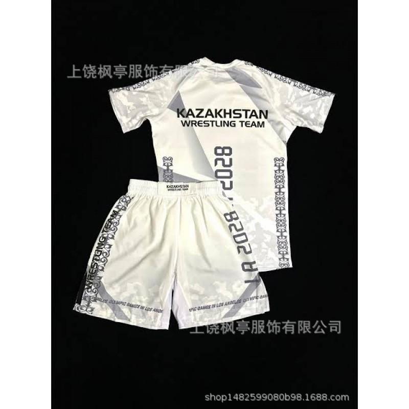 Mens Sporty MMA Training Set Short Sleeve T-Shirt Shorts Mesh Athletic Wear Lightweight Gym Workout Outfit
