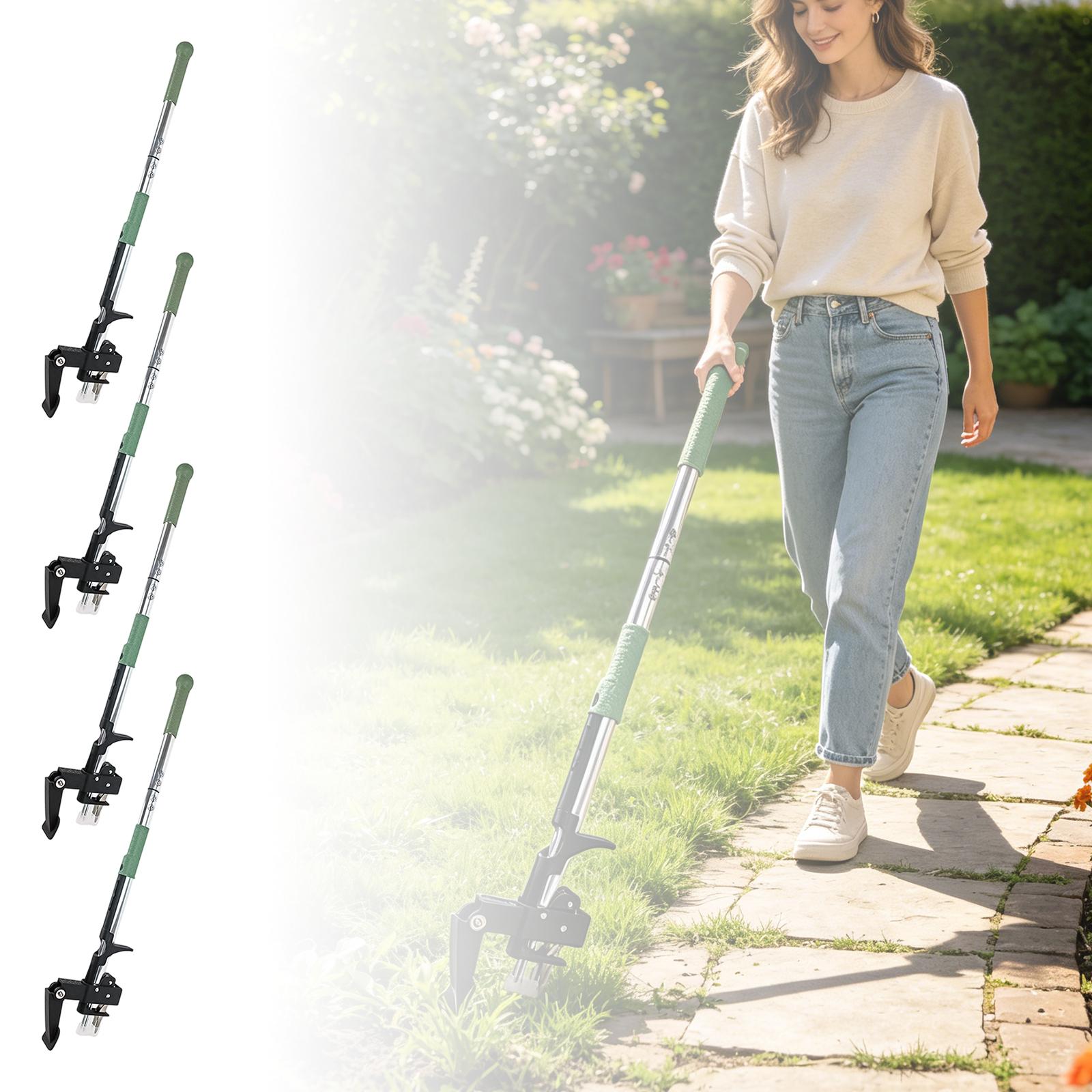 Garden Weeder Tool with Telescopic Aluminum Handle 3-Section Detachable Design Lawn Weed Puller for Outdoor Yard and Plant Maintenance One Size