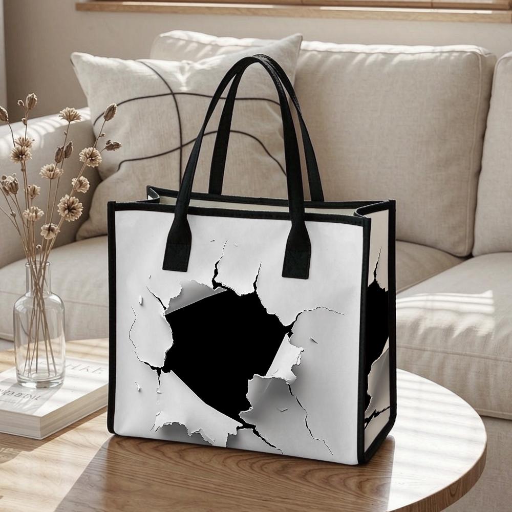 Ripped Print Casual Tote Large Capacity Reusable Daily Shopping Handbag