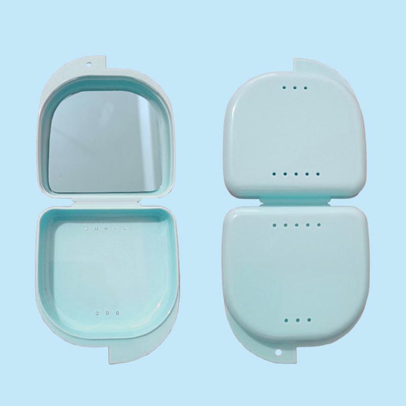 1/5 Pcs Denture Tray Box With Mirror Dental Retainer Box Case Plastic Teeth Container Denture Box False Teeth Protective Case
