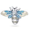Copper Metal Blue Murano Bead Component Pansy Flower Dangle Charm Bead Component Compatible With Authentic Original Brand Bracelet High Quality Fine