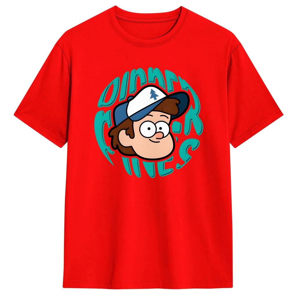 Dipper Pines Head TShirts Unisex GGravity Falls Novelty Pure Cotton Tee Shirt Crew Neck Short Sleeve T Shirts Original Clothing