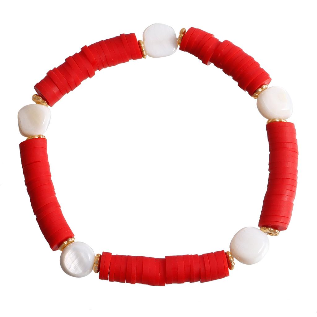 Bohemian Resort Beach Wind Colorful Pottery Sheet Beaded Necklace Women'S Wind Bracelet Charm