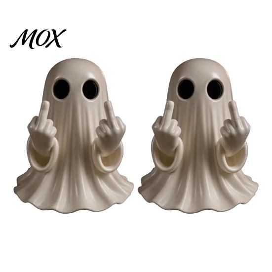 Unique Halloween Decorations Ghost Figurine, Funny Spooky Middle Finger Statue, Table Decorations, Cartoon Quirky Figurine Cute Resin Holiday Desktop