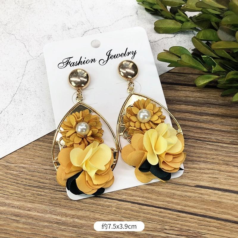 Retro Handmade Flower Wreath Earrings Femininity Personality Long Vacation Earrings Fashion Ear Accessories