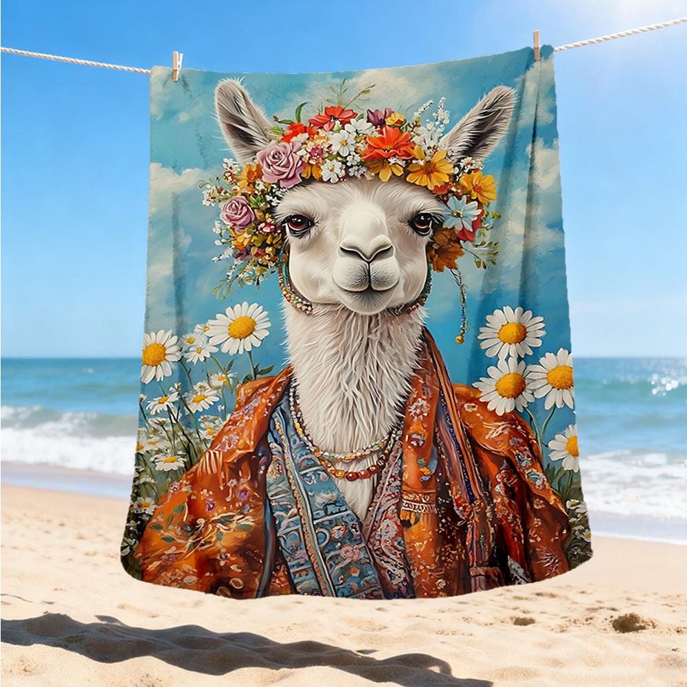 1pc Floral Llama Jacket Outdoor Blanket - Lightweight Flannel Throw For Travel, Camping, Livingroom, Couch, Chair yy251114246