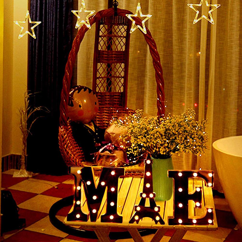 Newly Design Led Letters Lights 26 Alphabet Black Decorative Marquee Lamps for Wedding Party Birthday Home Bar Decoration