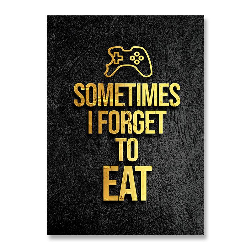 Modern Abstract Gaming Gamer Quotes Canvas Posters Black Golden Game Painting Wall Art for Living Room Kidsroom Decor Cuadros