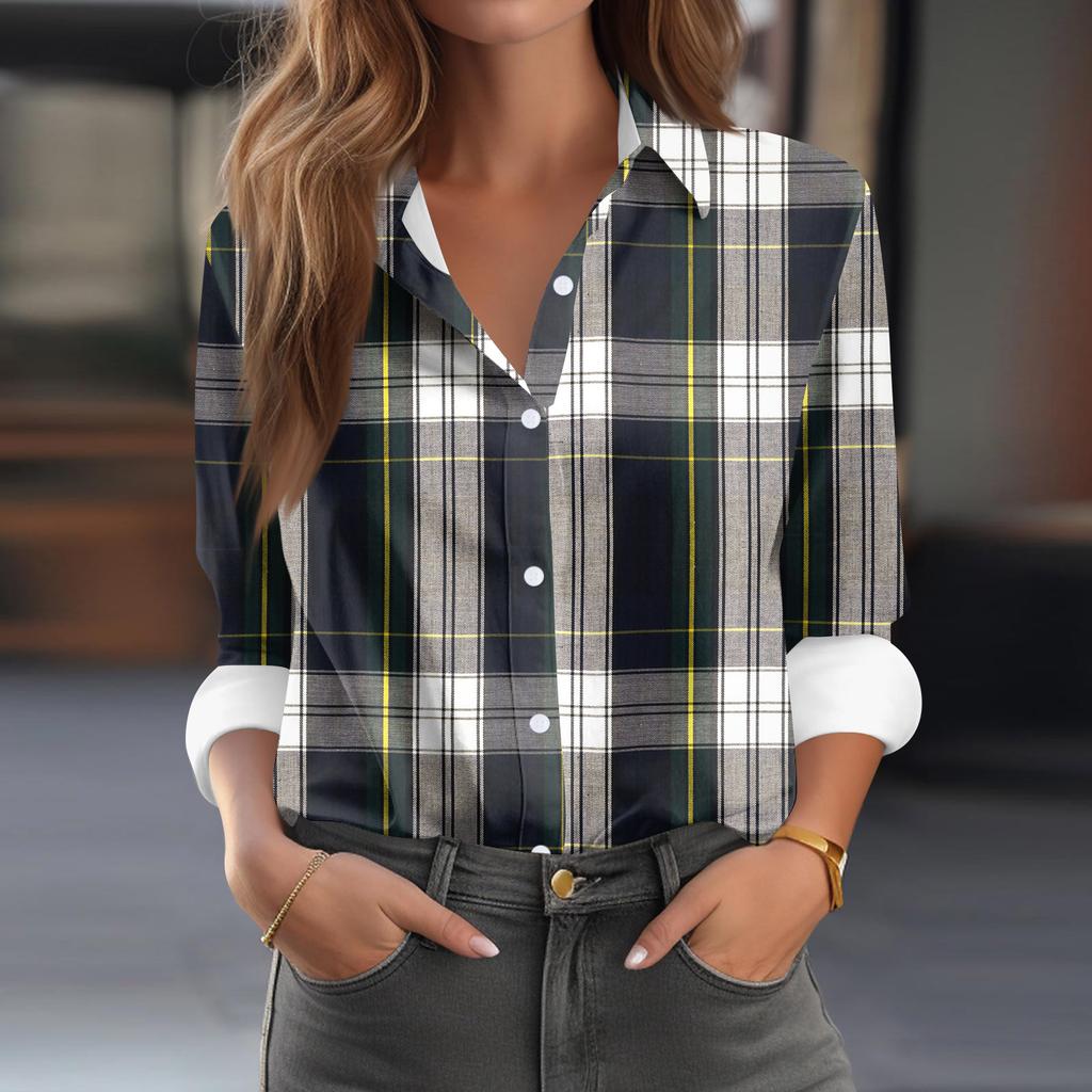 Dámská košile halenka s potiskem tlačítka s dlouhým rukávem ležérní základní košilový límec s běžným topem